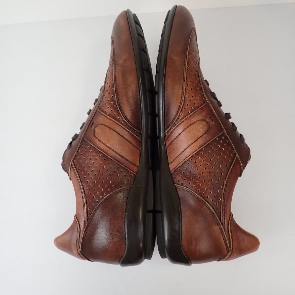 Mezlan Dress Sneaker Leather Shoe Mens 9.5 M Brown Perforated Made in Spain - Picture 9 of 13